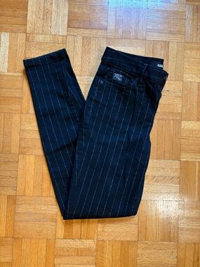 Karl Lagerfeld Black Pinstripe Jeans with White Stitching